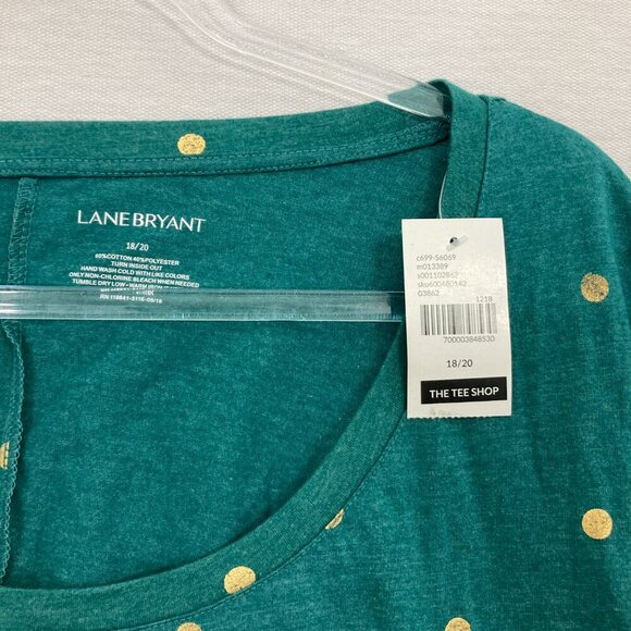 New Lane Bryant Green Polka Dot Round Neck Long Sleeve Top size 18/20 Stretch - Picture 3 of 8